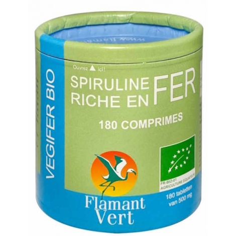 Flamant Vert Vegifer Spiruline Fer 180 comprimés de 500mg Flamant Vert
