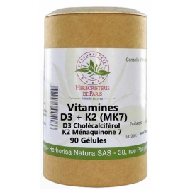 Herboristerie de Paris Vitamine D3 2000UI Vitamine K2 90 gélules Herboristerie De Paris