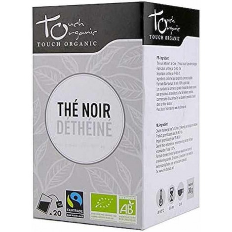 Touch Organic Thé noir Déthéine bio 20 sachets bio et équitable sans théine Onaturel