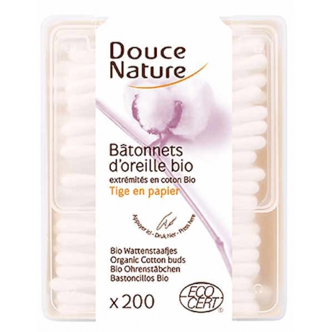 Douce Nature 200 Bâtonnets d'oreille coton bio Onaturel