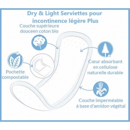 Natracare Serviettes incontinence légère Dry and Light Plus x16 Natracare