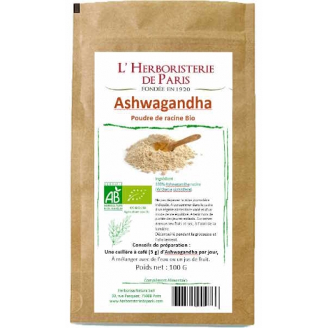 Herboristerie de Paris Ashwagandha bio poudre de racine 100gr Herboristerie De Paris