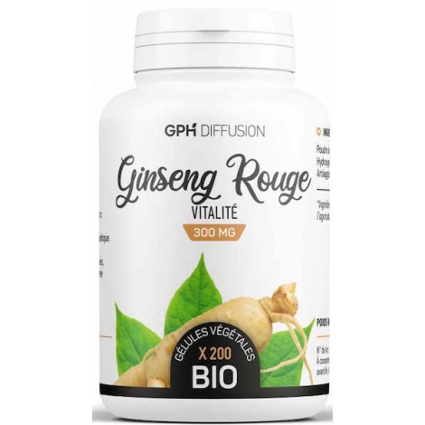 GPH Diffusion Ginseng Rouge Racine bio 300mg 200 gélules tonus vitalité Onaturel