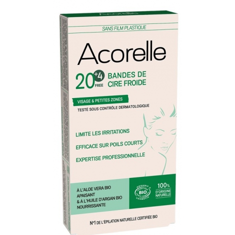 Acorelle Bande de cire froide Visage 20 bandes + 4 gratuites Acorelle