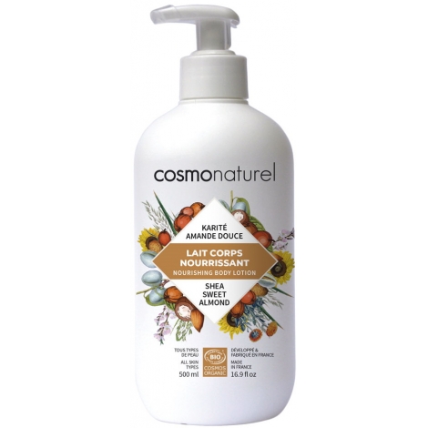Cosmo Naturel Lait corps Nourrissant bio Karité Amande douce 500ml peau sèche Onaturel