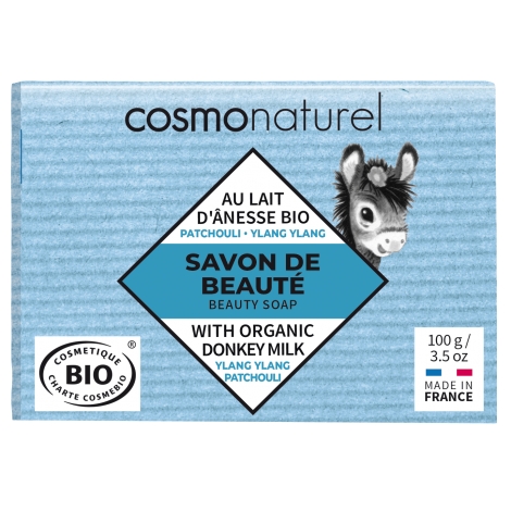 Cosmo Naturel Savon au lait d'ânesse et HE Patchouli Ylang Ylang 100g