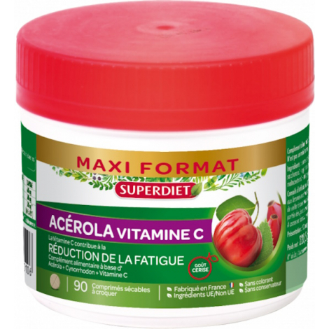 Super Diet Acérola 500 Vitamine C naturelle 90 comprimés Super Diet