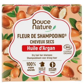 Douce Nature Fleur de Shampooing solide cheveux secs Argan 85g
