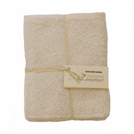 Les Tendances D Emma Lot de 5 carrés bébé lavables en Bambou Ecru