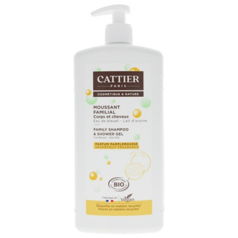 Cattier Moussant Familial au Lai d'avoine cheveux et corps 1 litre Cattier