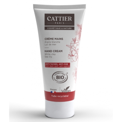 Cattier Crème Mains anti taches et anti âge Argile blanche Lys de mer 75ml Cattier