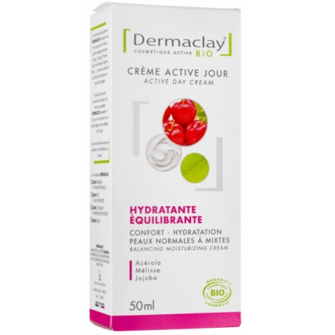Dermaclay Crème Active Jour Hydratante Equilibrante 50ml Onaturel