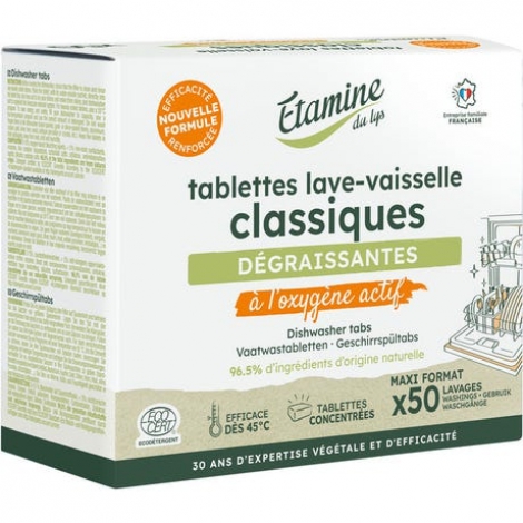 Etamine du Lys 50 Tablettes lave vaisselle dégraissantes à l'oxygène actif