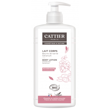 Cattier Lait corps Beurre de karité et Géranium Nourrissant 500ml Cattier