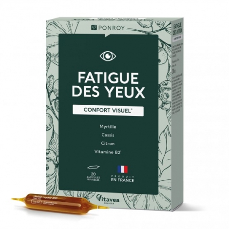 Bio Conseils Fatigue des Yeux Myrtille Cassis et Citron 20 ampoules de 10ml Bio Conseils