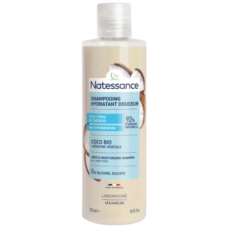 Natessance Shampooing extra doux usage fréquent coco et kératine végétale 250ml Natessance