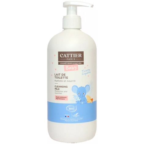 Cattier Lait de Toilette bébé Visage et Corps à l'Amande Douce 500ml Cattier