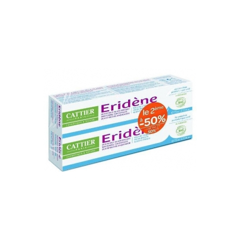Cattier Lot de 2 Dentifrice blanchissant Eridène Haleine fraîche Tube 75g Cattier