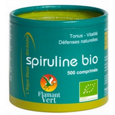 Spiruline, Ecocert, Flamant vert, 250g net 500 comprimes de 500 mg Onaturel